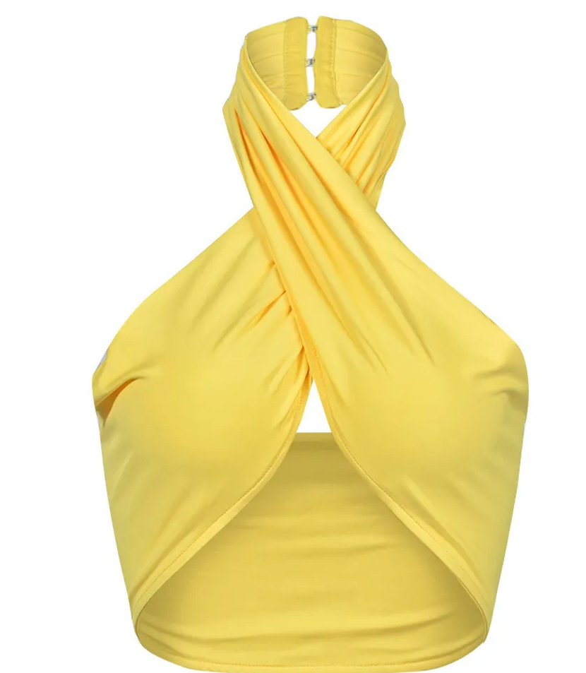 Twist of Desire Halter Wrap Crop Top Castello Clothing Line
