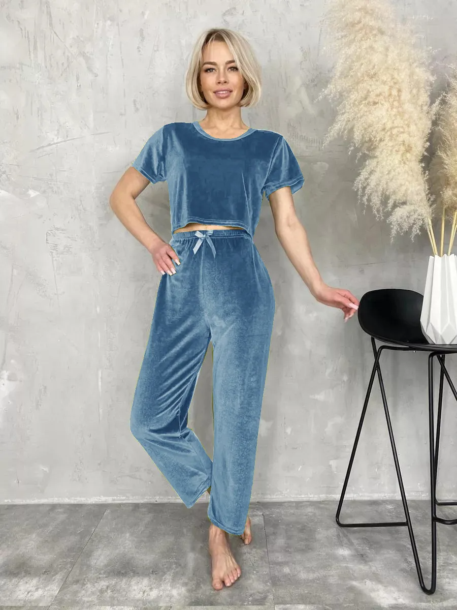 Blissful Days Short Sleeve Top and Pants Lounge Set Castello Clothing Line