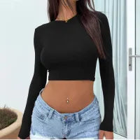 Second Skin Long Sleeve Crop Top Castello Clothing Line