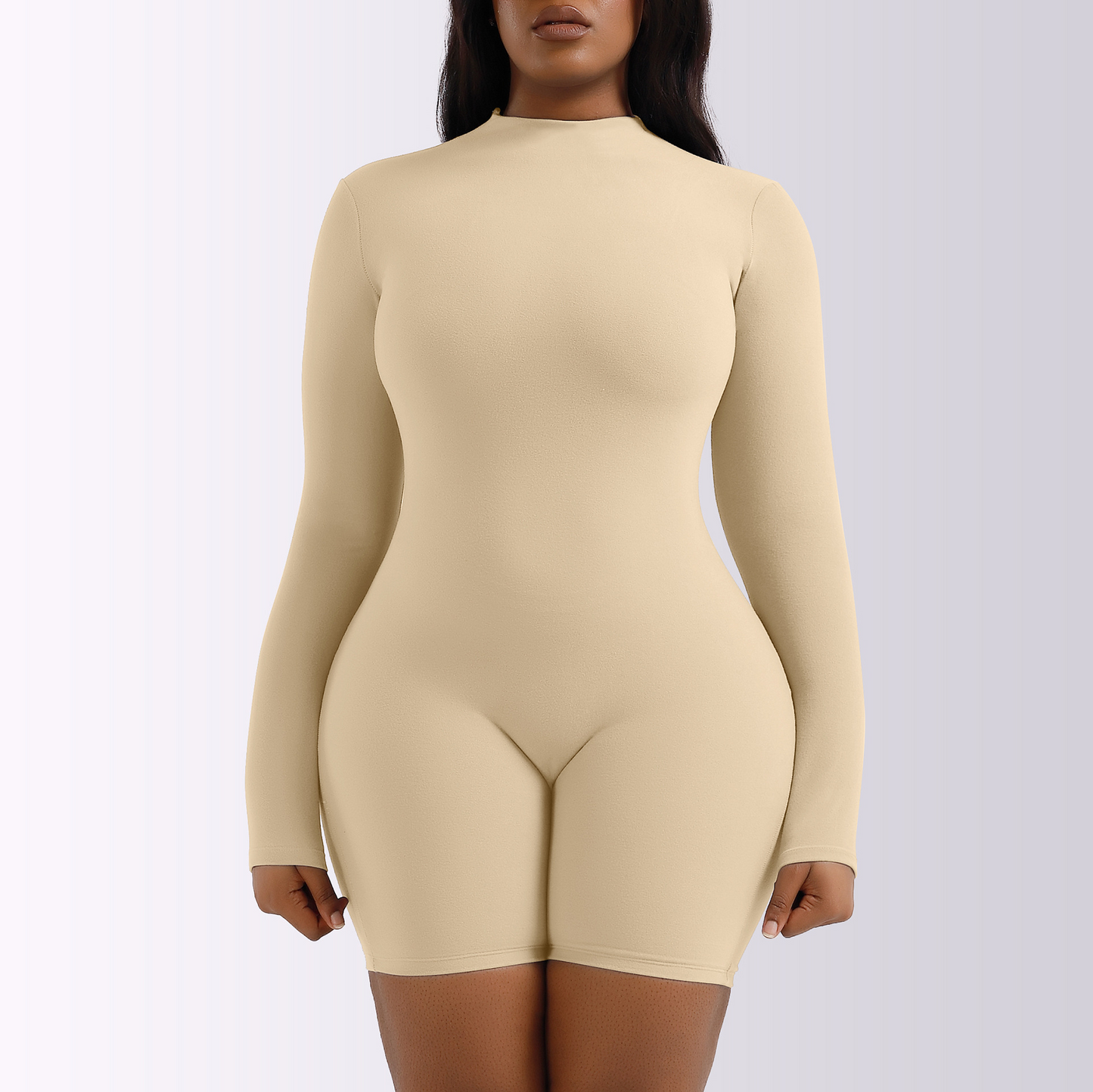 Curve Couture Long Sleeve Fitted Romper Castello Clothing Line