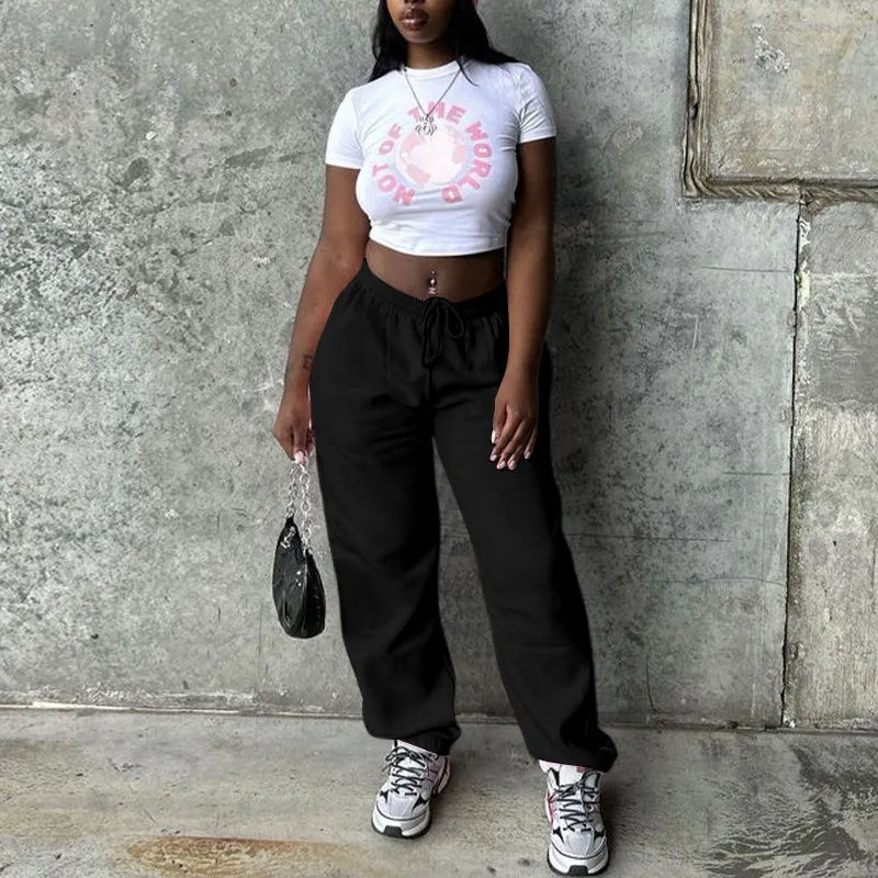 Cloud Kiss High-Rise Drawstring Relaxed Jogger Pants joggers Castello Clothing Line