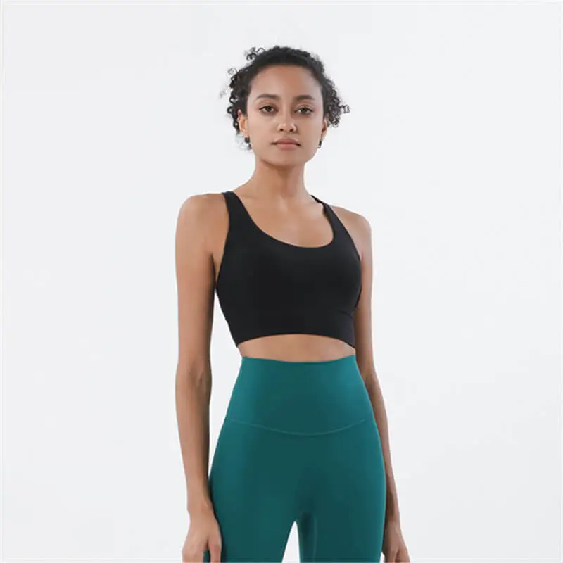 Rachael Scoop Neck Strappy Back Longline Sports Bra sports top & bras Castello Clothing Line