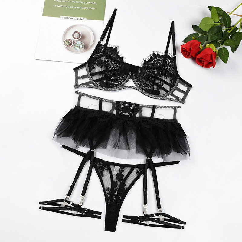 Lace Up Garter Lingerie Set Castello Clothing Line