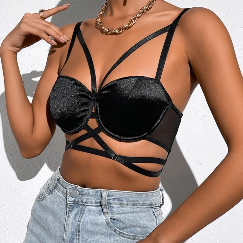 Strapped Desire Mesh Back Bustier Top Castello Clothing Line