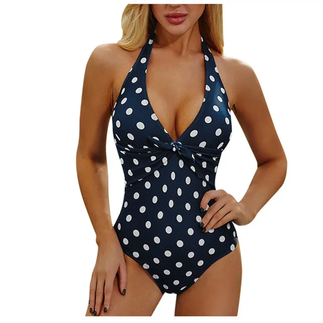 Polka Dot Halter One Piece Swimsuit Castello Clothing Line