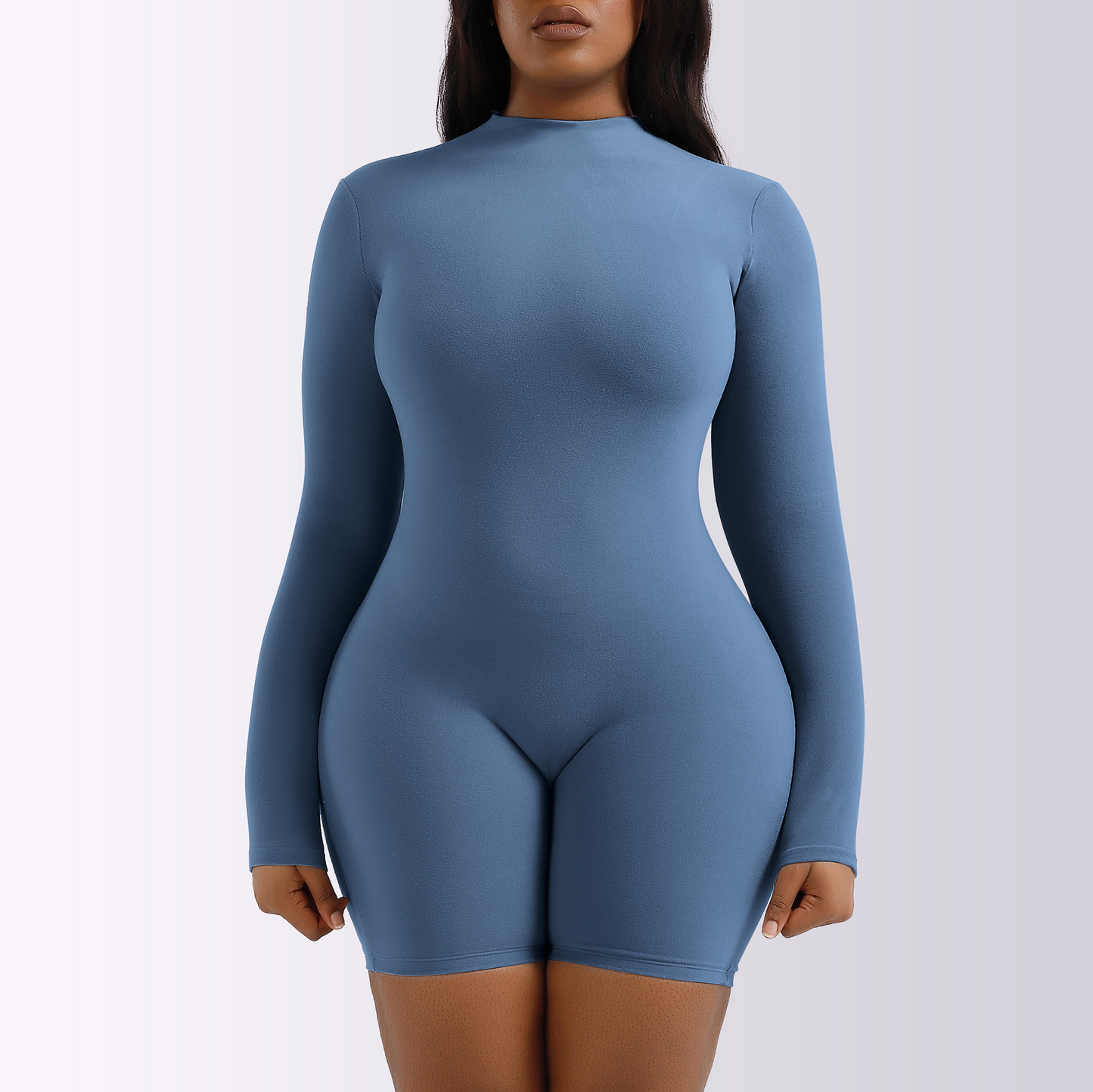 Curve Couture Long Sleeve Fitted Romper Castello Clothing Line