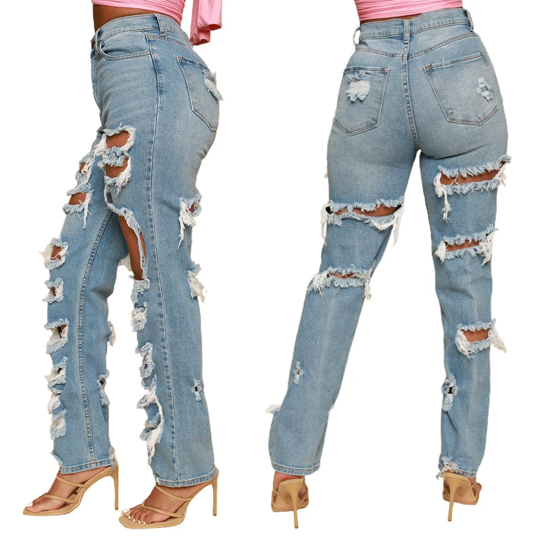 High Waist Ripped Jeans Castello Clothing Line