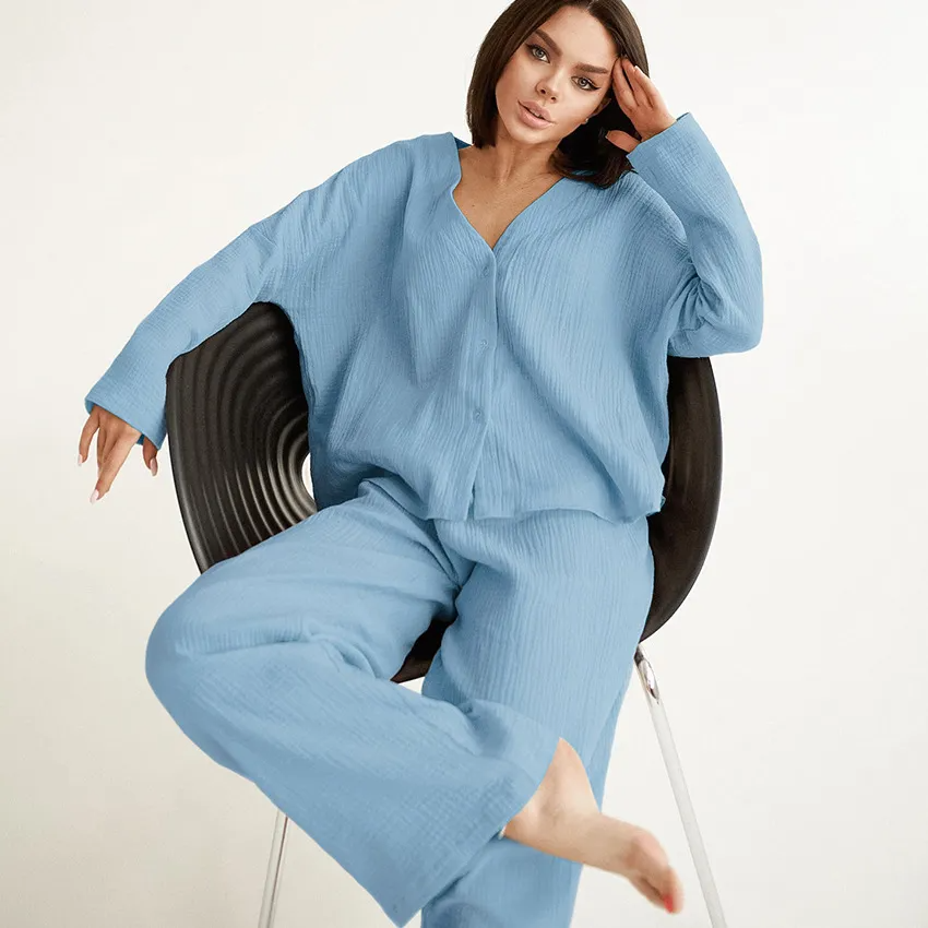 Soft Rhythm Oversized Button-Up Top & Wide Leg Pants Set Castello Clothing Line