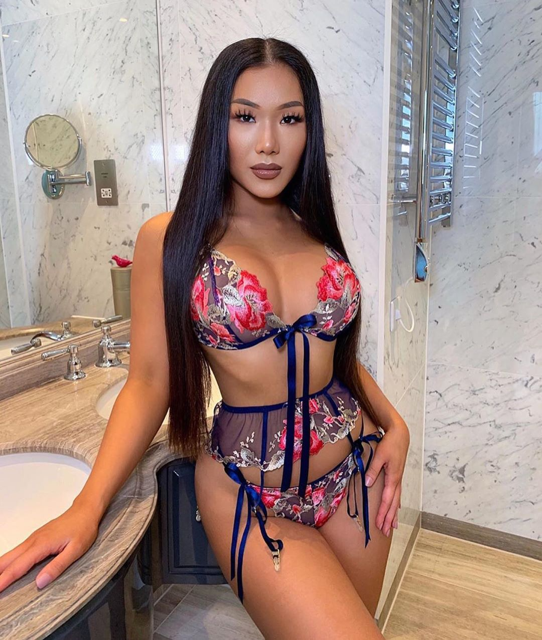 Floral Bra And Panty Garter Set Castello Clothing Line