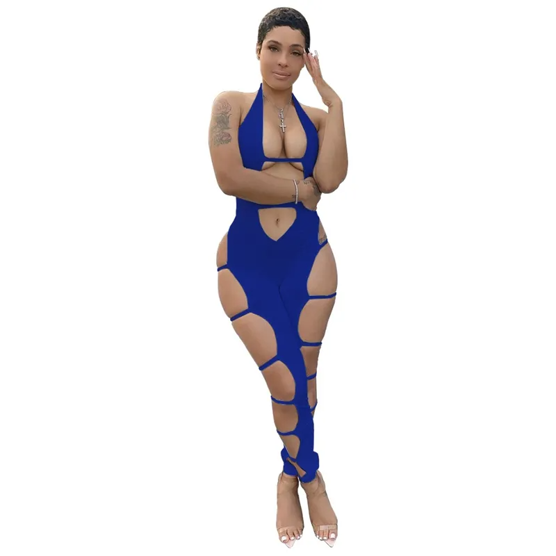 Koda Halter Cutout Open Front Bodycon Jumpsuit women jumpsuits Castello Clothing Line