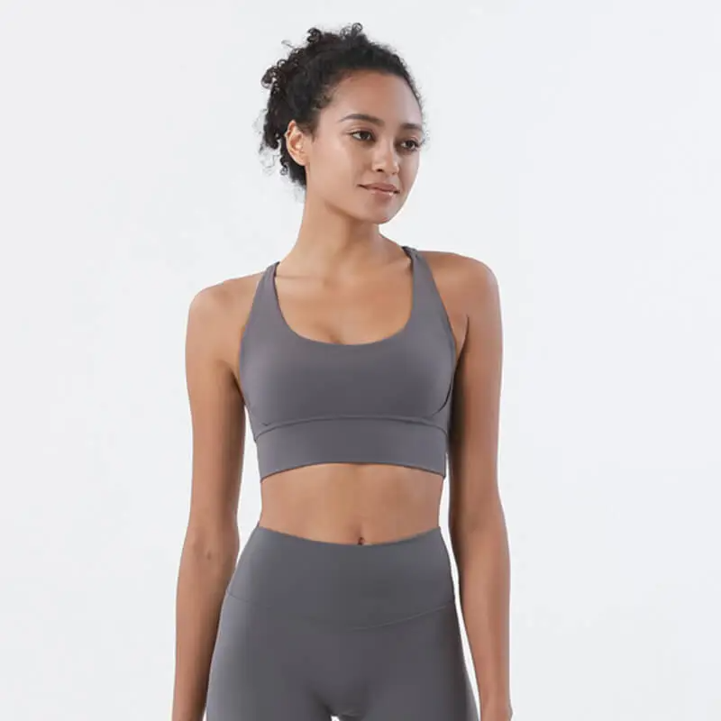 Rachael Scoop Neck Strappy Back Longline Sports Bra sports top & bras Castello Clothing Line