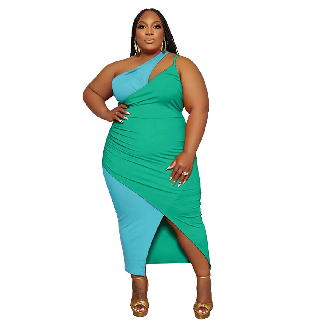 Monica Asymmetric Ruched Double Strap Bodycon Midi Dress midi dress Castello Clothing Line