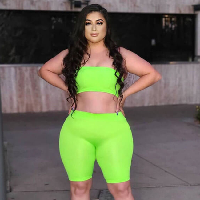 Radiance Plus Size Tube Top Biker Shorts Set Castello Clothing Line