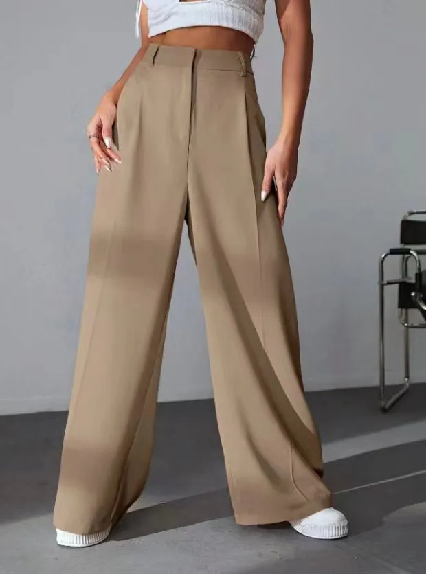 Ava High-Waisted Wide Leg Tailored Trousers wide leg pants Castello Clothing Line