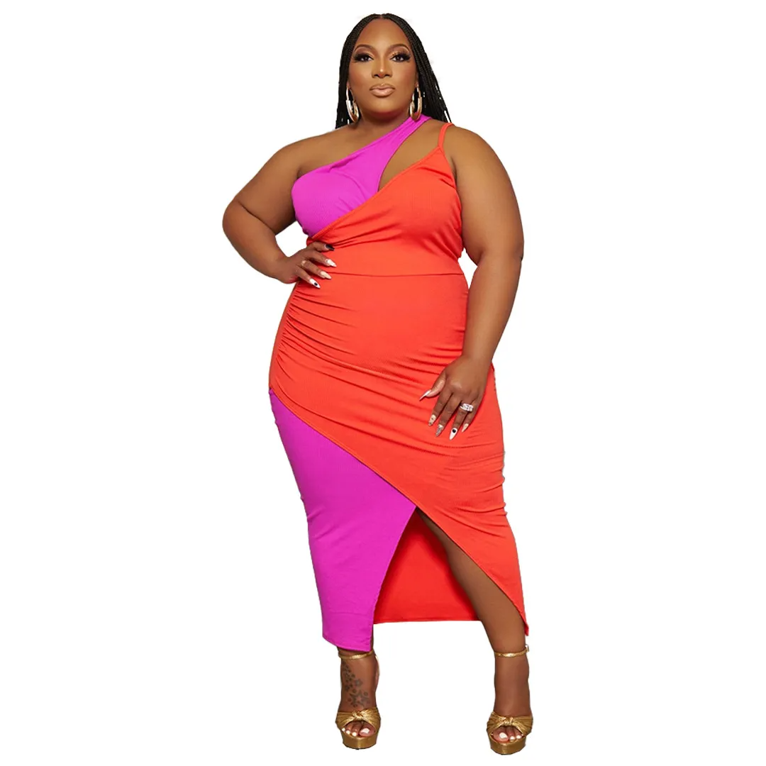 Monica Asymmetric Ruched Double Strap Bodycon Midi Dress midi dress Castello Clothing Line