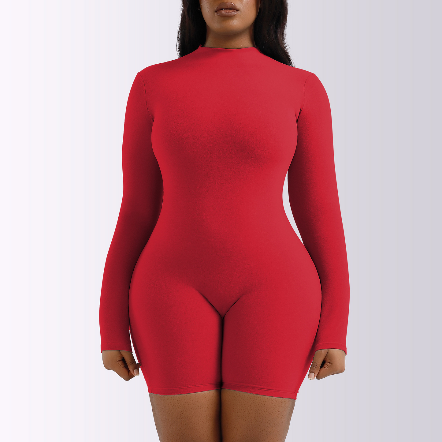 Curve Couture Long Sleeve Fitted Romper Castello Clothing Line