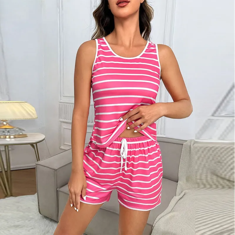Coastal Breeze Striped Sleeveless Lounge Set Castello Clothing Line