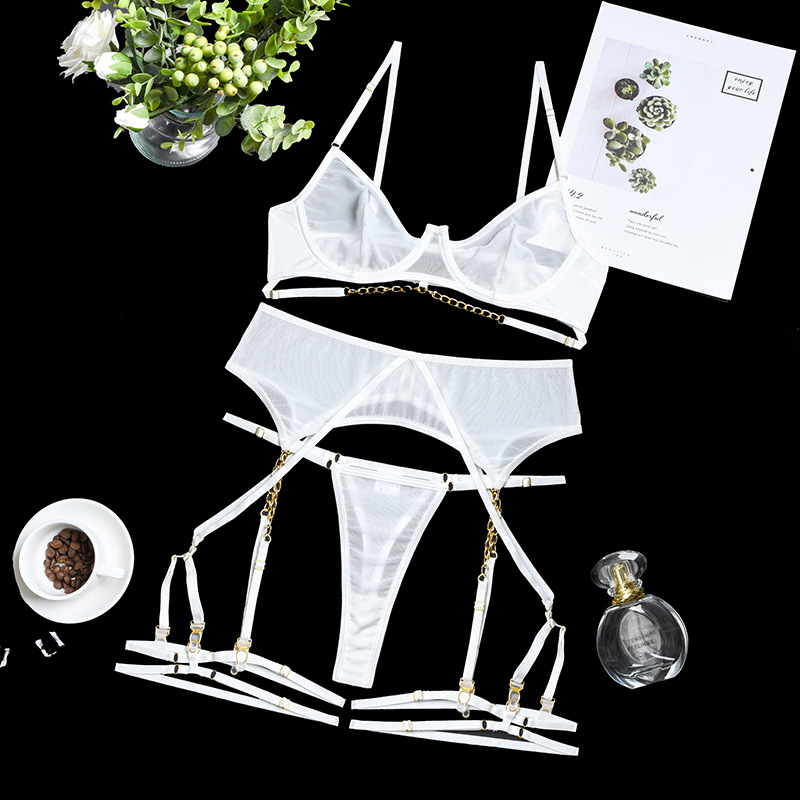 Metal Chain Sheer Bra & Panty Set Castello Clothing Line