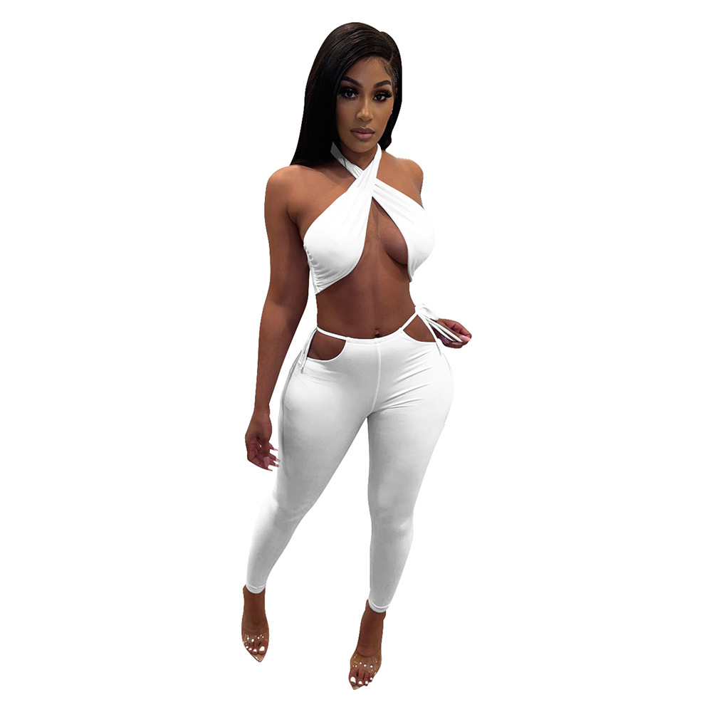 Halter Top & Cut Out Pants Set Castello Clothing Line