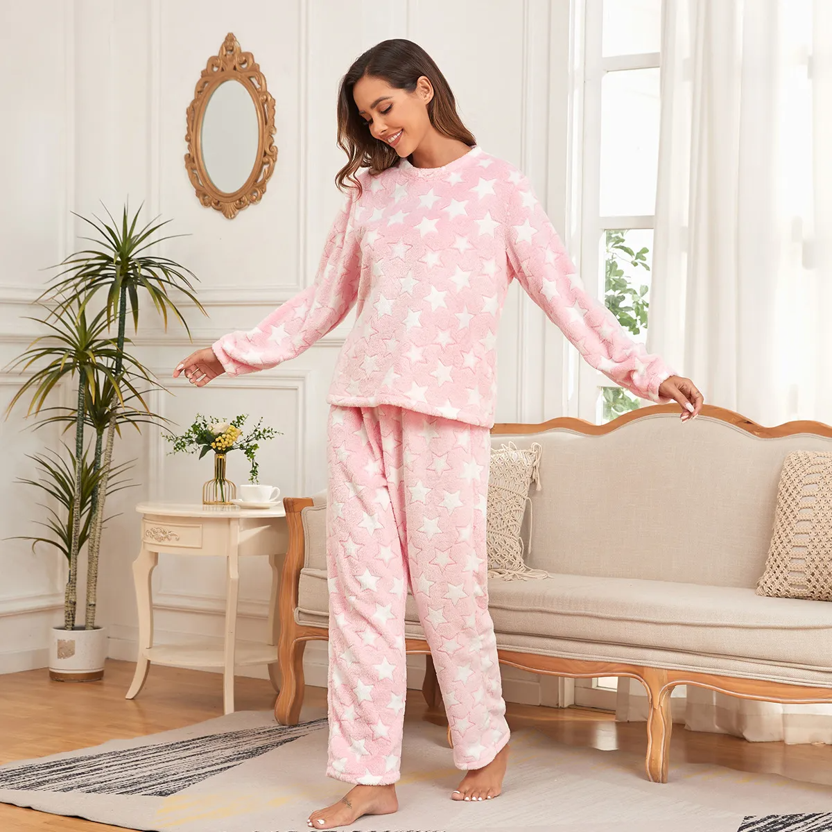 Stellar Dreams Fleece Long Sleeve Lounge Set Castello Clothing Line