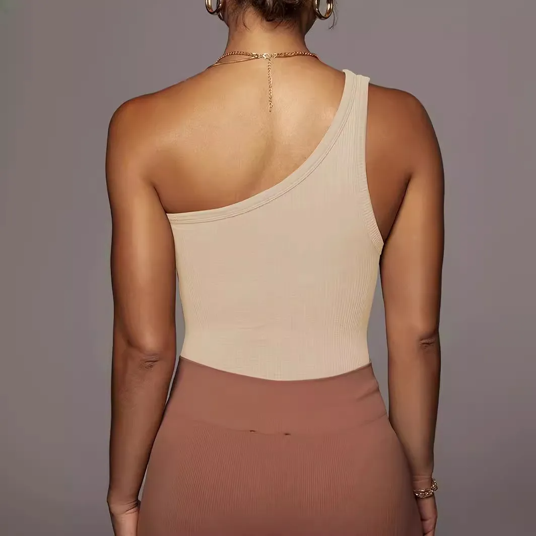 Sassy Asymmetrical Ribbed Tank tank top Castello Clothing Line