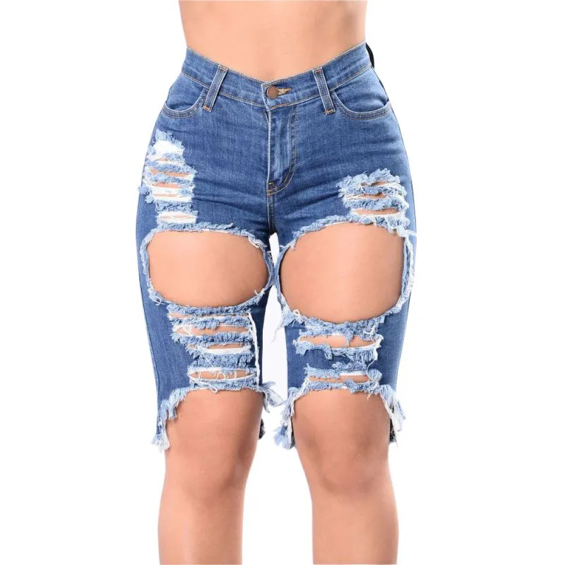 Havoc Distressed Cutout Denim Biker Shorts Castello Clothing Line