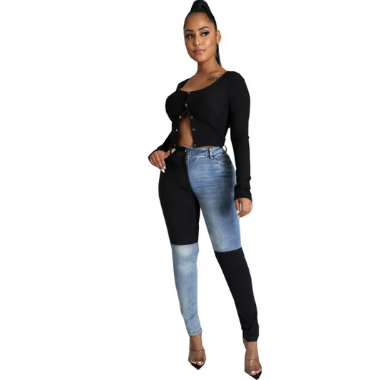 Color Block Skinny Jeans  Castello Clothing Line