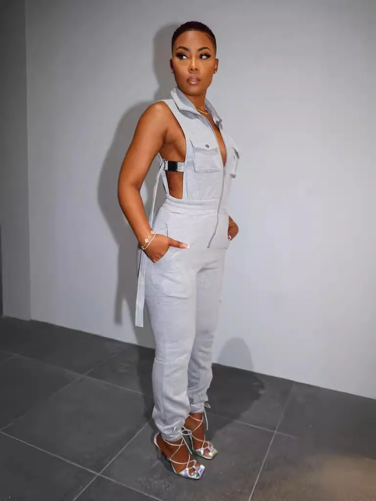 Tatum Sleeveless Zip Front Utility Jogger Jumpsuit women jumpsuits Castello Clothing Line