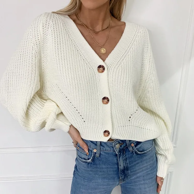 Verge Button-Up Knit V-Neck Cardigan Sweater Castello Clothing Line