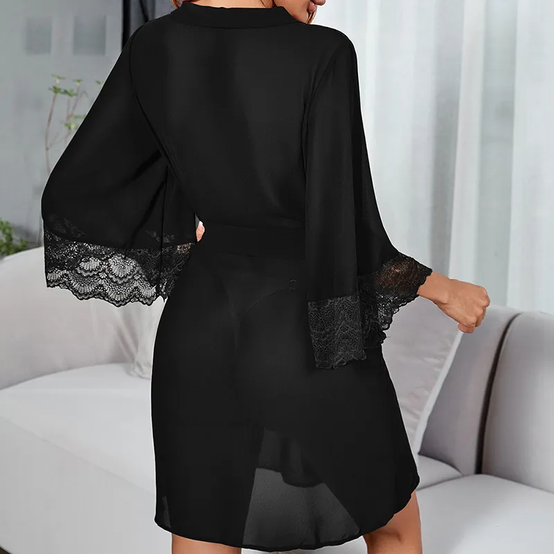 Whisper Sheer Lace Wrap Robe Castello Clothing Line