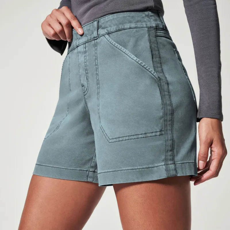TrailBliss High Waist Utility Pocket Denim Shorts Castello Clothing Line