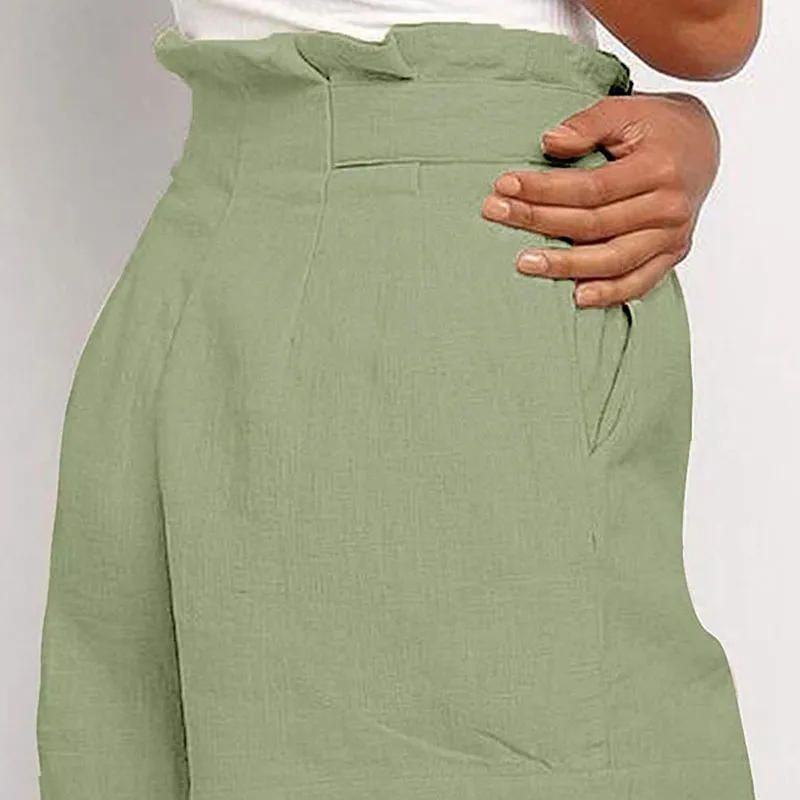 VivaLuxe High-Waisted Button Front Linen Shorts Castello Clothing Line