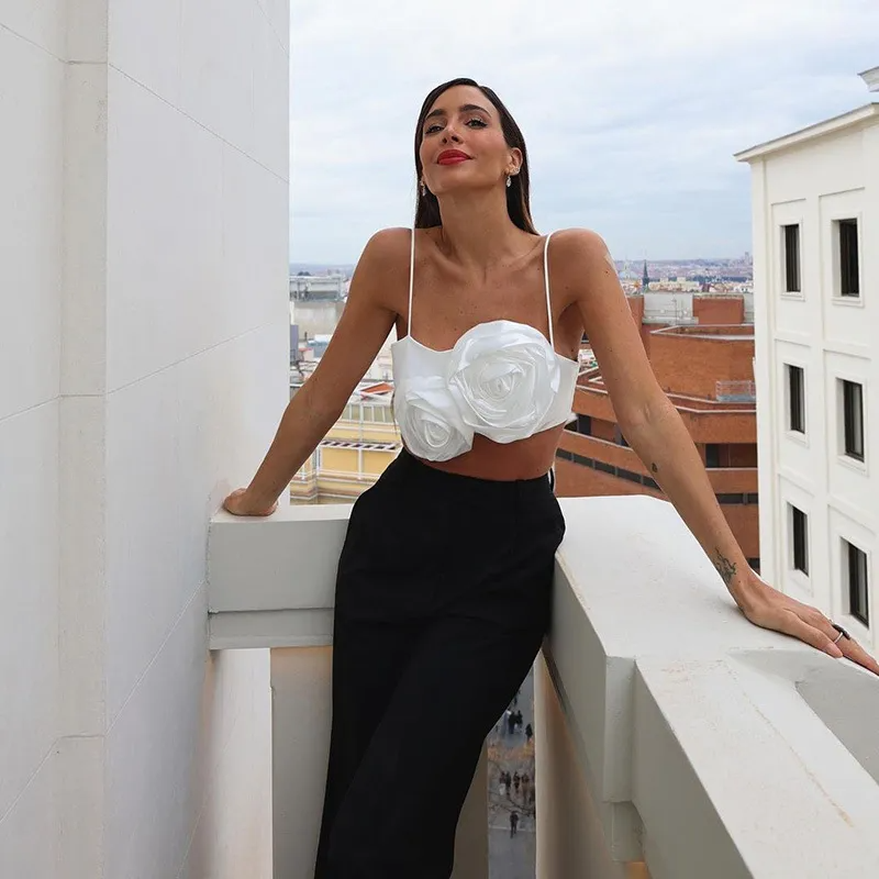 Rosette Romance Mesh Crop Top Castello Clothing Line