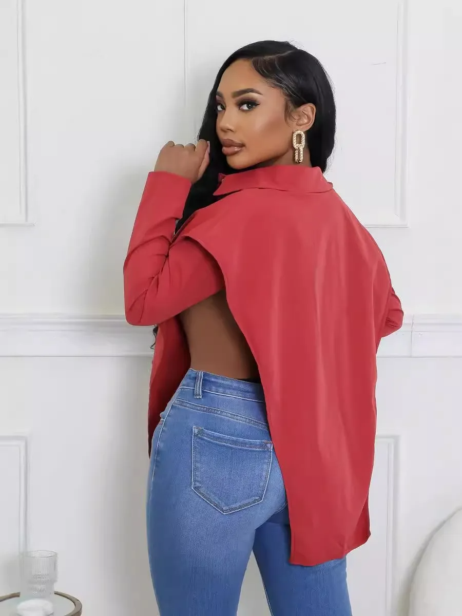 Fierce Attitude Open-Side Long Sleeve Button-Up Shirt Castello Clothing Line