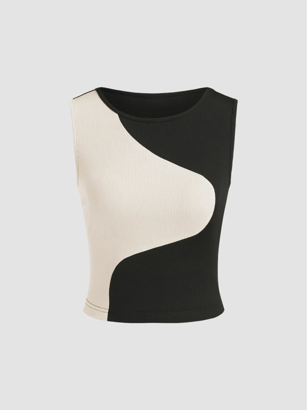 In the Mix Sleeveless Asymmetrical Ribbed Crop Top Castello Clothing Line