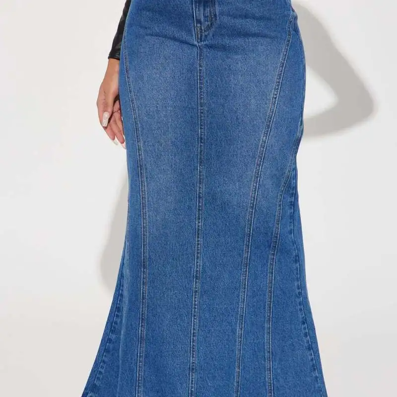 Flare It Up Denim Maxi Skirt Castello Clothing Line