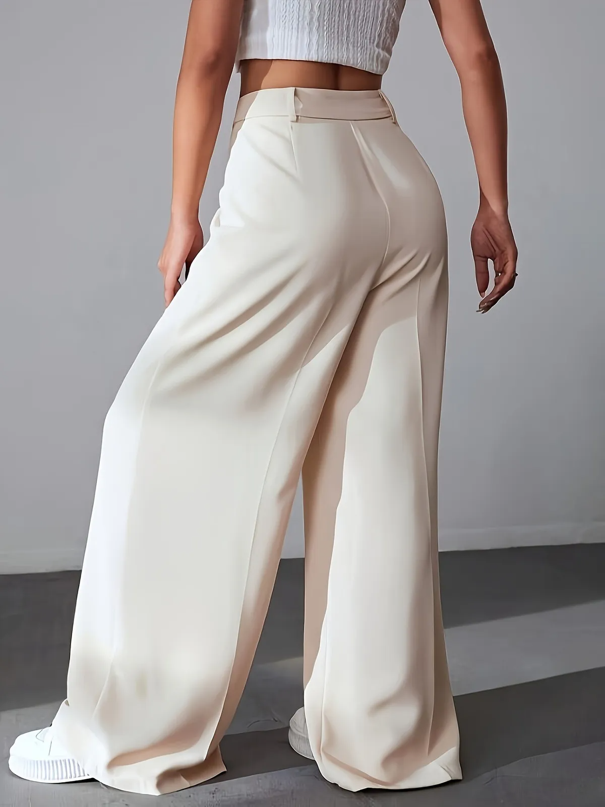 Ava High-Waisted Wide Leg Tailored Trousers wide leg pants Castello Clothing Line