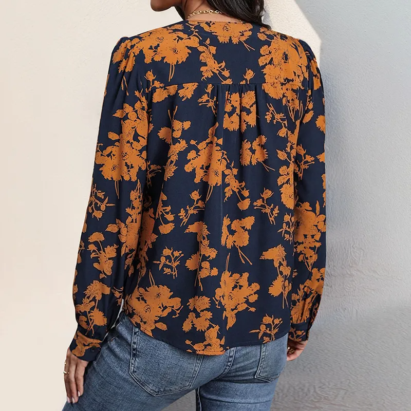 Autumn Bloom Long Sleeve Floral Blouse Castello Clothing Line