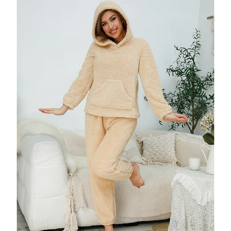 Cozy Haven Sherpa Hoodie and Jogger Lounge Set Castello Clothing Line