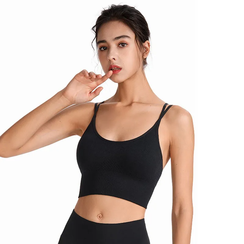 Ryn Seamless Ribbed Strappy Longline Sports Bra sports top & bras Castello Clothing Line
