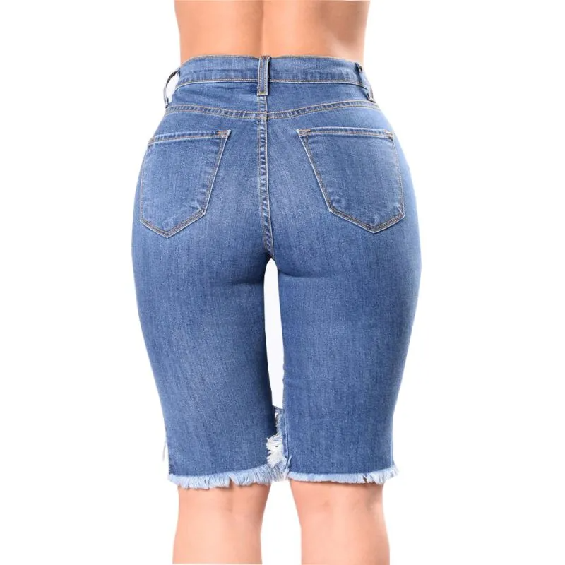 Havoc Distressed Cutout Denim Biker Shorts Castello Clothing Line
