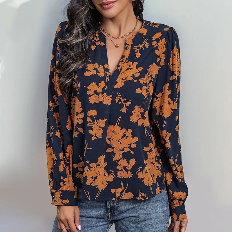 Autumn Bloom Long Sleeve Floral Blouse Castello Clothing Line