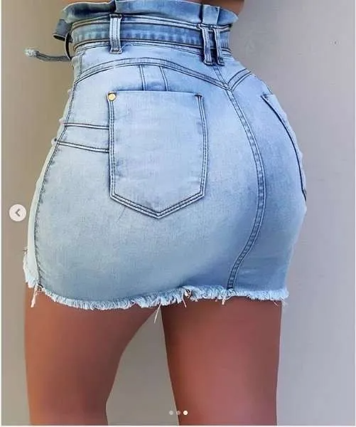 Tie The Knot Buttoned Denim Mini Skirt Castello Clothing Line