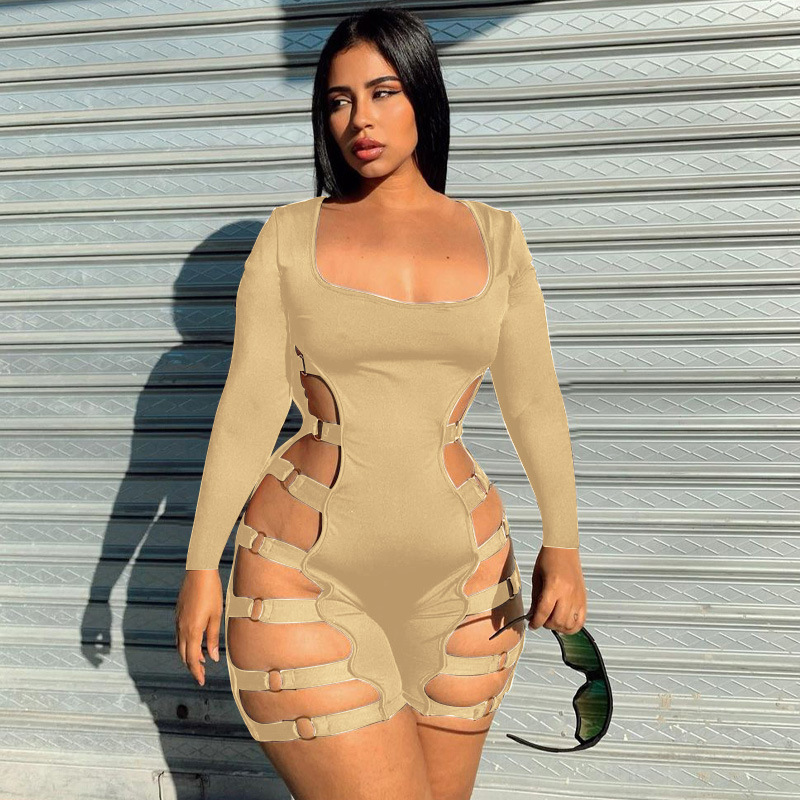Sultry Siren Romper - Long Sleeve, Cut Out Bodycon Castello Clothing Line