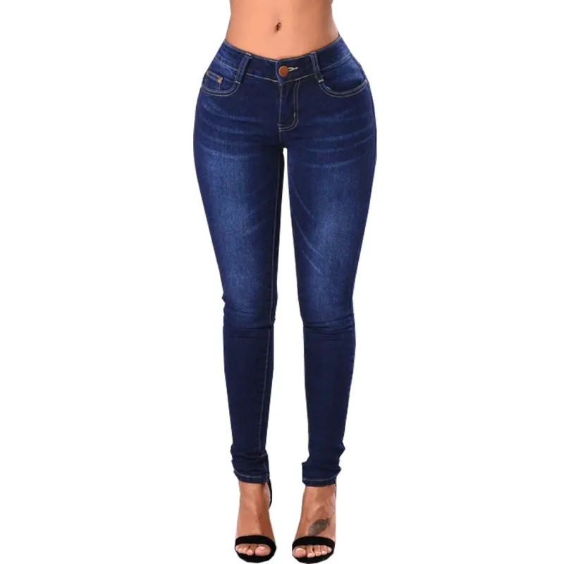 Casual Blue Curve Skinny Jeans Castello Clothing Line