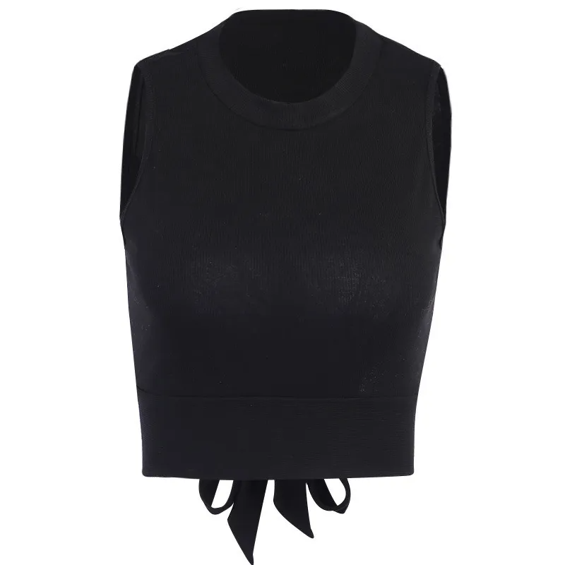 Tied Together Open-Back Mock Neck Crop Top Castello Clothing Line