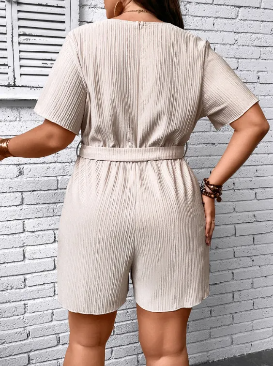 Playful Twist Belted Wrap Romper Castello Clothing Line