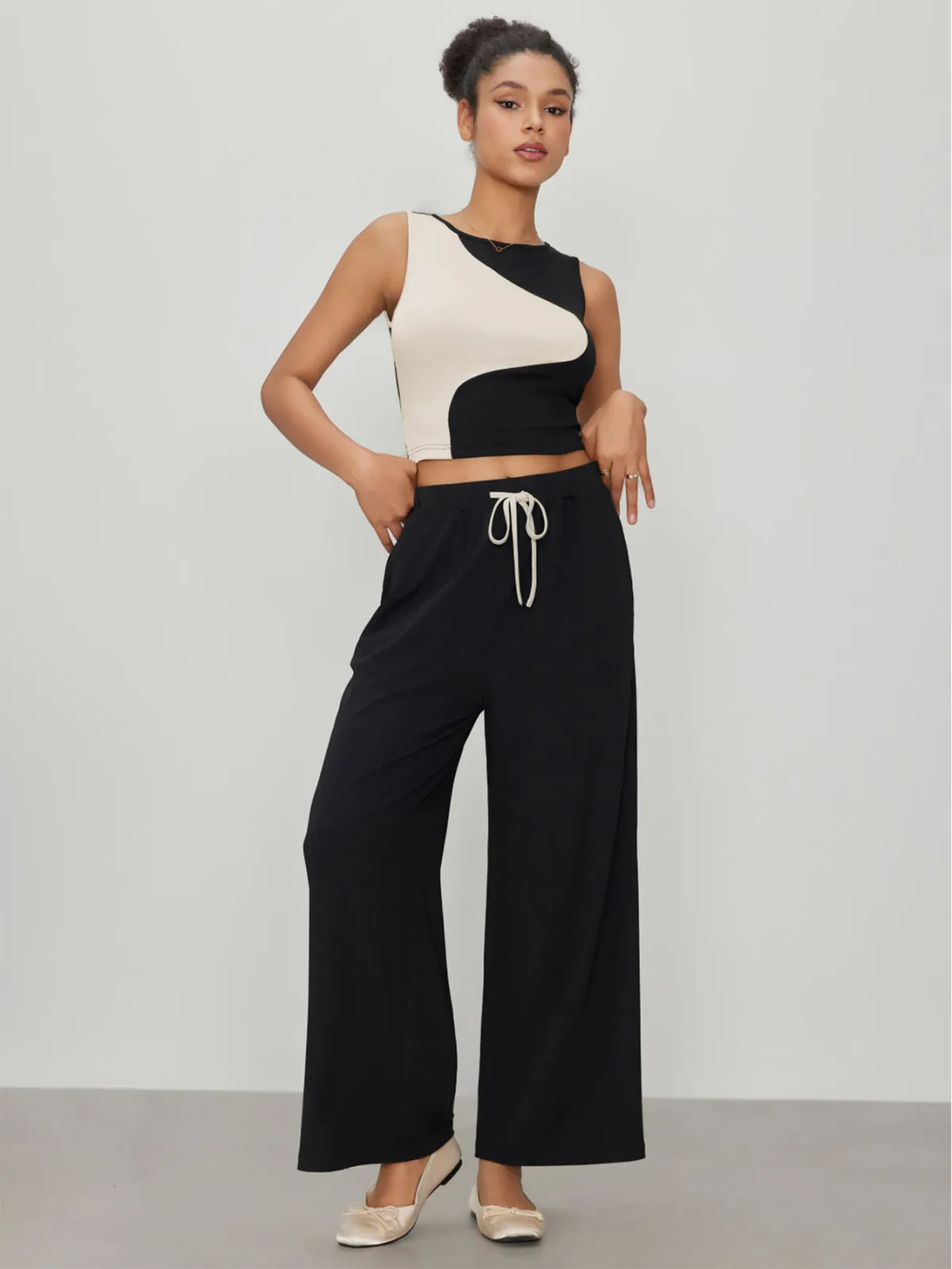 In the Mix Sleeveless Asymmetrical Ribbed Crop Top Castello Clothing Line