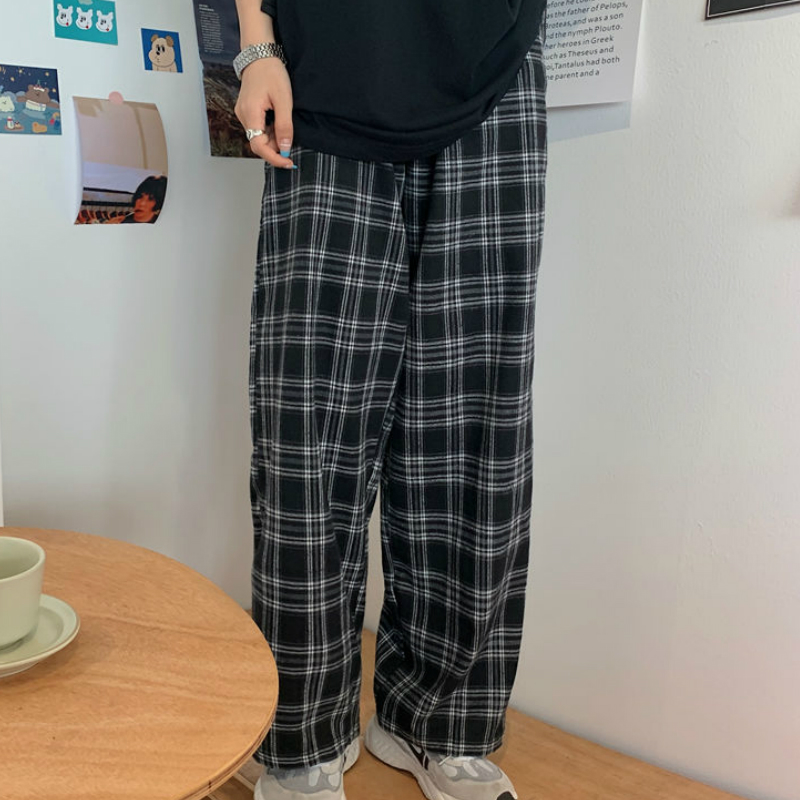 Unity High-Waisted Wide Leg Plaid Lounge Pants Castello Clothing Line