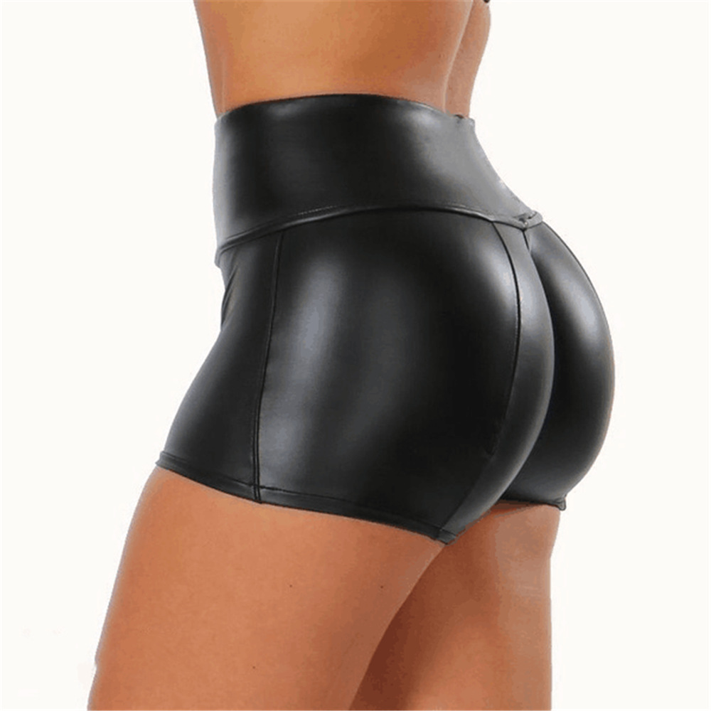 VibeX High-Waisted Faux Leather Booty Shorts Castello Clothing Line